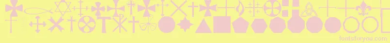 Fonte StarcrossReligiousRegular – fontes rosa em um fundo amarelo