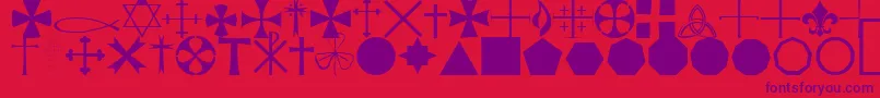 フォントStarcrossReligiousRegular – 赤い背景に紫のフォント