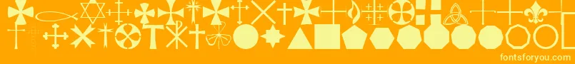 Fonte StarcrossReligiousRegular – fontes amarelas em um fundo laranja