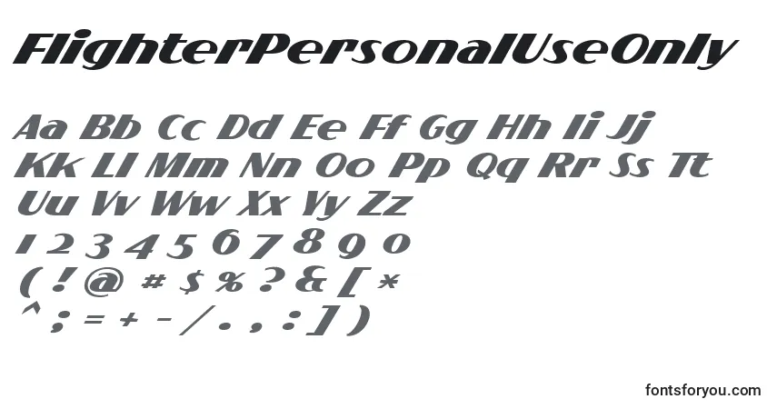 A fonte FlighterPersonalUseOnly – alfabeto, números, caracteres especiais