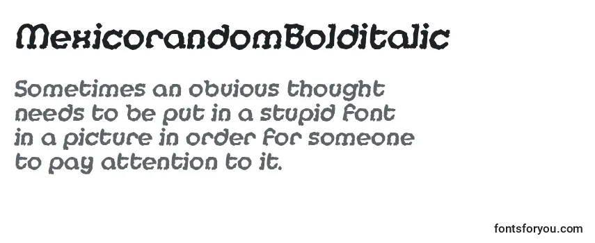 Review of the MexicorandomBolditalic Font