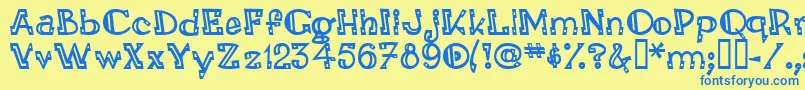 フォントLeadvilleastronautinline – 青い文字が黄色の背景にあります。