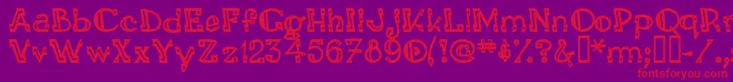 フォントLeadvilleastronautinline – 紫の背景に赤い文字