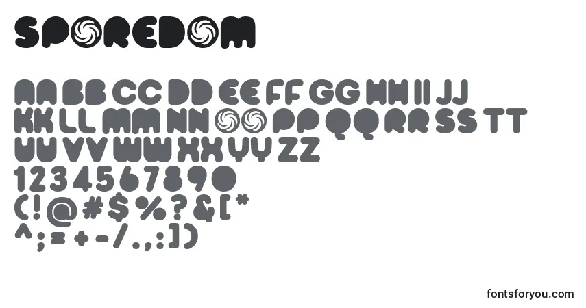 Schriftart Sporedom – Alphabet, Zahlen, spezielle Symbole