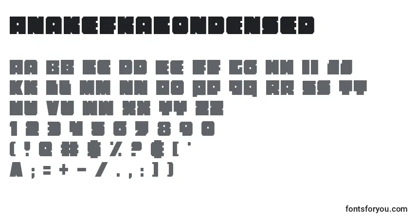 Fuente AnakefkaCondensed - alfabeto, números, caracteres especiales