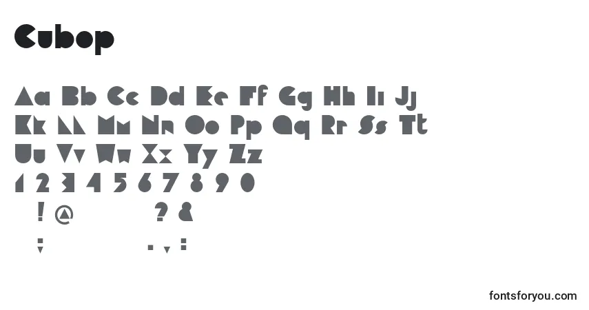 A fonte Cubop – alfabeto, números, caracteres especiais
