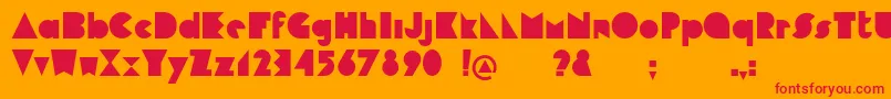 Cubop-Schriftart – Rote Schriften auf orangefarbenem Hintergrund