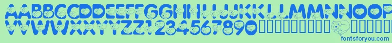 Шрифт LmsCliffordTheBigRedFont – синие шрифты на зелёном фоне