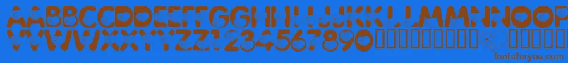 フォントLmsCliffordTheBigRedFont – 茶色の文字が青い背景にあります。