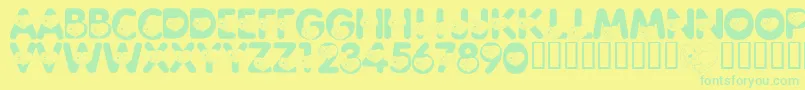 フォントLmsCliffordTheBigRedFont – 黄色い背景に緑の文字