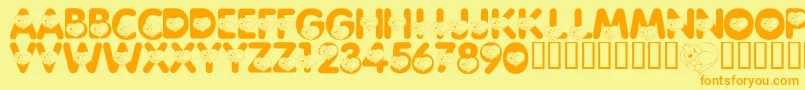 LmsCliffordTheBigRedFont-fontti – oranssit fontit keltaisella taustalla
