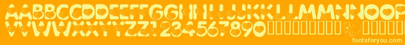 Czcionka LmsCliffordTheBigRedFont – żółte czcionki na pomarańczowym tle