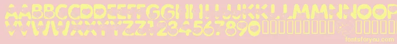 LmsCliffordTheBigRedFont-fontti – keltaiset fontit vaaleanpunaisella taustalla