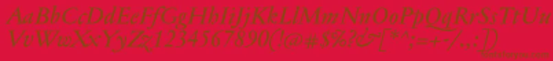 More about JannontextmedItalic Font JannontextmedItalic Font – Brown Fonts on Red Background
