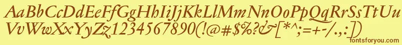 Czcionka JannontextmedItalic – brązowe czcionki na żółtym tle