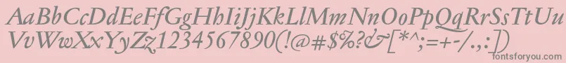 Weitere Informationen zur JannontextmedItalic-Schriftart JannontextmedItalic-Schriftart – Graue Schriften auf rosa Hintergrund