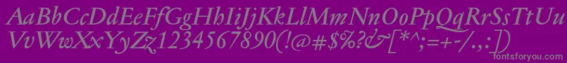 Fonte JannontextmedItalic – fontes cinzas em um fundo violeta