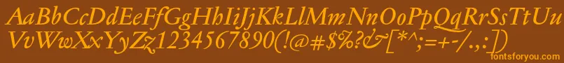 JannontextmedItalic Font – Orange Fonts on Brown Background