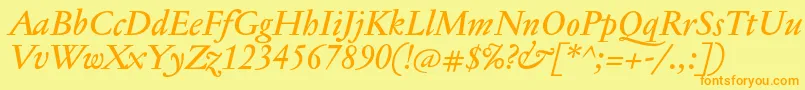 JannontextmedItalic-Schriftart – Orangefarbene Schriften auf gelbem Hintergrund
