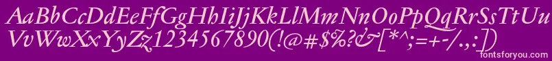 JannontextmedItalic Font – Pink Fonts on Purple Background