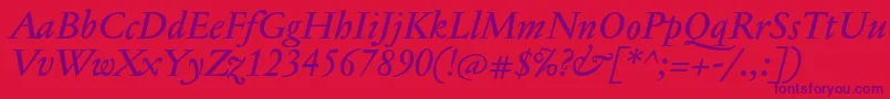 JannontextmedItalic Font – Purple Fonts on Red Background