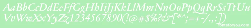 JannontextmedItalic Font – White Fonts on Green Background