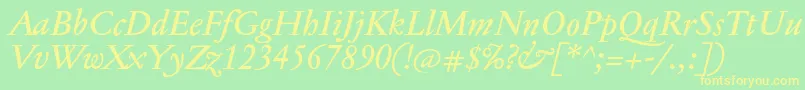 Шрифт JannontextmedItalic – жёлтые шрифты на зелёном фоне