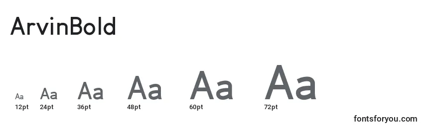 ArvinBold Font Sizes