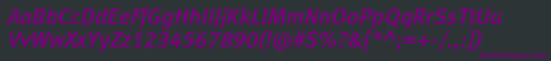 MetamediumlfcItalic-fontti – violetit fontit mustalla taustalla