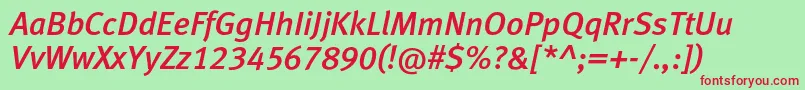 MetamediumlfcItalic Font – Red Fonts on Green Background