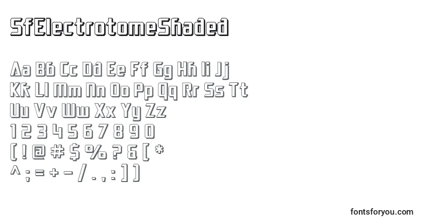 A fonte SfElectrotomeShaded – alfabeto, números, caracteres especiais