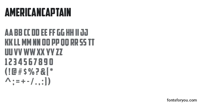 AmericanCaptain (76108)フォント–アルファベット、数字、特殊文字