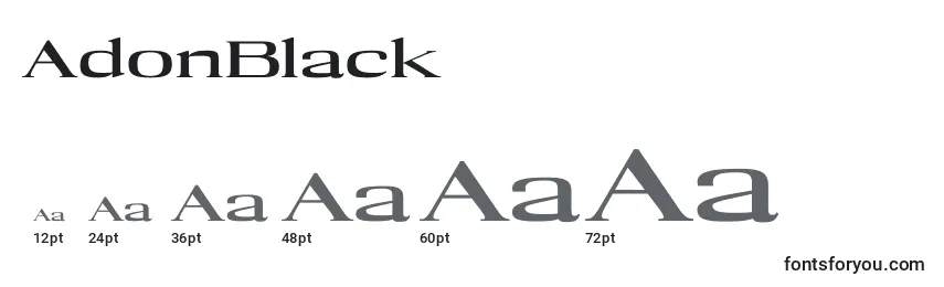 Размеры шрифта AdonBlack