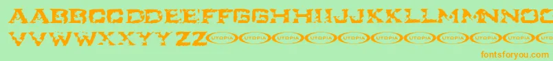 IkarusTurbulence Font – Orange Fonts on Green Background