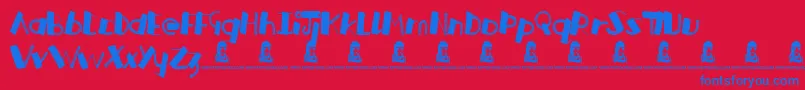 RussianRoulette-Schriftart – Blaue Schriften auf rotem Hintergrund