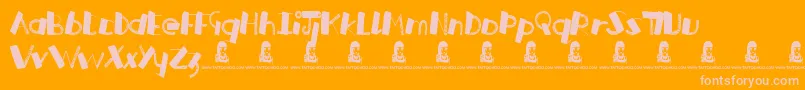 Czcionka RussianRoulette – różowe czcionki na pomarańczowym tle