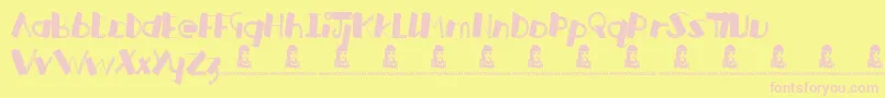 RussianRoulette-fontti – vaaleanpunaiset fontit keltaisella taustalla