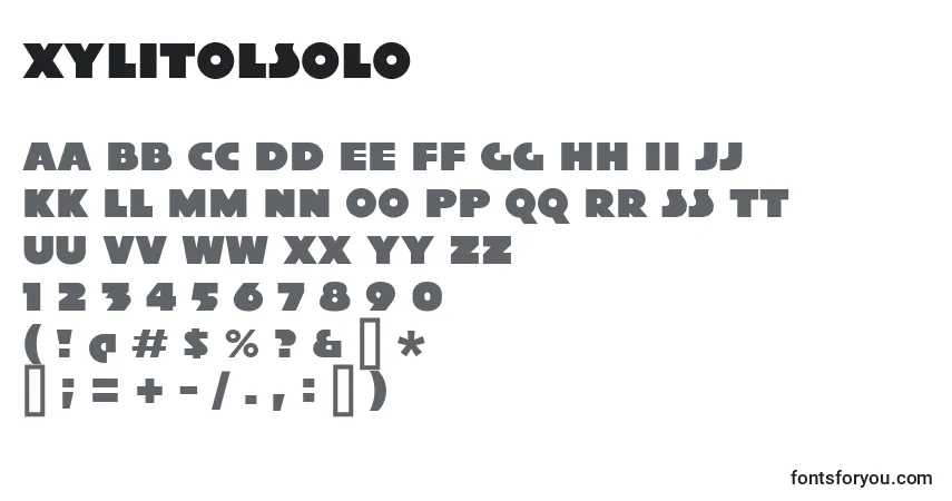 A fonte XylitolSolo – alfabeto, números, caracteres especiais