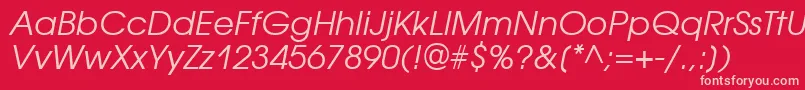 AvantgardegothicbttItalic Font – Pink Fonts on Red Background