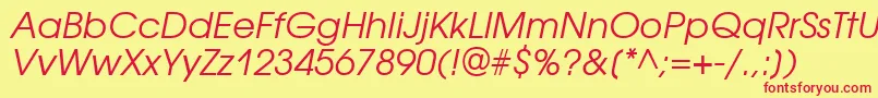 AvantgardegothicbttItalic Font – Red Fonts on Yellow Background