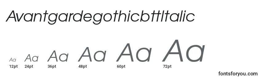 Размеры шрифта AvantgardegothicbttItalic
