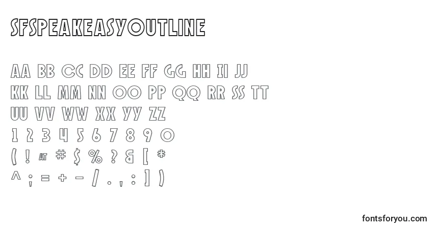 Fuente SfSpeakeasyOutline - alfabeto, números, caracteres especiales