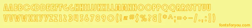 フォントSfSpeakeasyOutline – オレンジの文字が黄色の背景にあります。