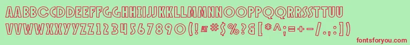 Fonte SfSpeakeasyOutline – fontes vermelhas em um fundo verde