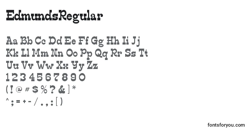 A fonte EdmundsRegular – alfabeto, números, caracteres especiais