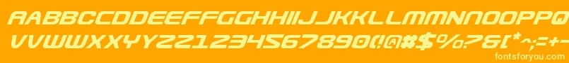 UsuziItalic-Schriftart – Gelbe Schriften auf orangefarbenem Hintergrund