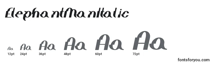 Размеры шрифта ElephantManItalic