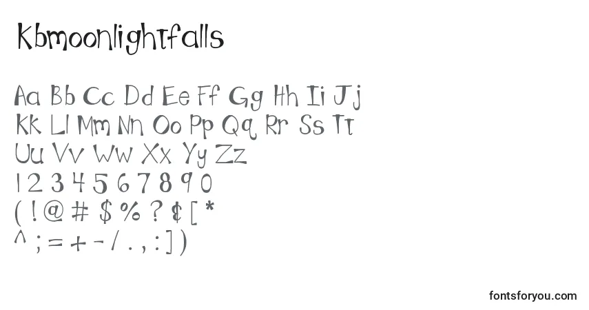 Czcionka Kbmoonlightfalls – alfabet, cyfry, specjalne znaki
