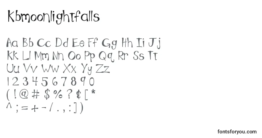 Kbmoonlightfallsフォント–アルファベット、数字、特殊文字