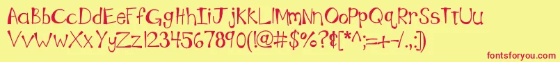 Kbmoonlightfalls Font – Red Fonts on Yellow Background